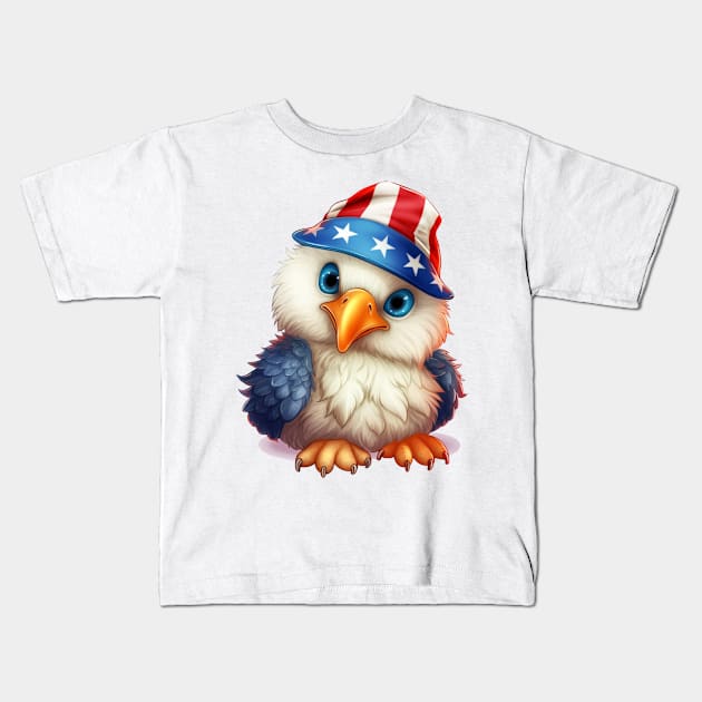 4th of July Baby Bald Eagle #4 Kids T-Shirt by Chromatic Fusion Studio